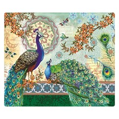 Royal Peacock Feather Art Fantasy Premium Plush Fleece Blanket (small) by Cemarart
