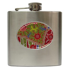 Authentic Aboriginal Art - Connections Hip Flask (6 Oz) by hogartharts
