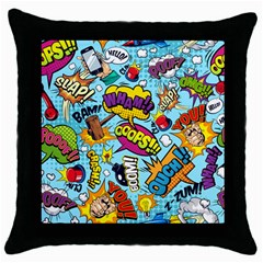 Vintage Art Tattoos Colorful Seamless Pattern Throw Pillow Case (black) by Bedest