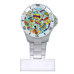 Graffiti Word Seamless Pattern Plastic Nurses Watch by Bedest