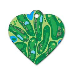 Golf Course Par Golf Course Green Dog Tag Heart (two Sides) by Cemarart