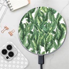 Green Banana Leaves Wireless Fast Charger(white) by goljakoff