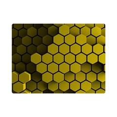 Yellow Hexagons 3d Art Honeycomb Hexagon Pattern Premium Plush Fleece Blanket (mini) by Cemarart