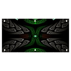 Fractal Green Black 3d Art Floral Pattern Banner And Sign 6  X 3  by Cemarart