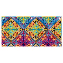 Colorful Flora Flora Kazakh Pattern Banner And Sign 4  X 2  by Cemarart