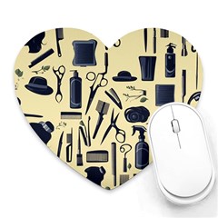 Elegant Hairdresser Pattern Cream Heart Mousepad by TetiBright