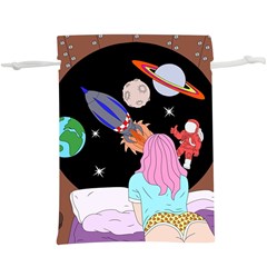 Girl Bed Space Planets Spaceship Rocket Astronaut Galaxy Universe Cosmos Woman Dream Imagination Bed Lightweight Drawstring Pouch (xl) by Maspions