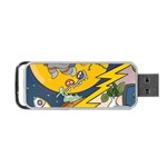 Astronaut Moon Monsters Spaceship Universe Space Cosmos Portable USB Flash (Two Sides) Back
