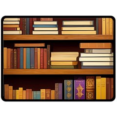 Book Nook Books Bookshelves Comfortable Cozy Literature Library Study Reading Room Fiction Entertain Fleece Blanket (large) by Maspions