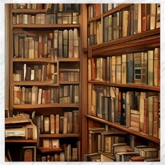 Room Interior Library Books Bookshelves Reading Literature Study Fiction Old Manor Book Nook Reading Canvas 12  X 12  by Grandong