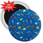 Space Rocket Solar System Pattern 3  Magnets (10 pack)  Front