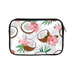 Seamless Pattern Coconut Piece Palm Leaves With Pink Hibiscus Apple Ipad Mini Zipper Cases by Apen