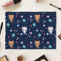 Cute Astronaut Cat With Star Galaxy Elements Seamless Pattern Cosmetic Bag (xl) by Apen