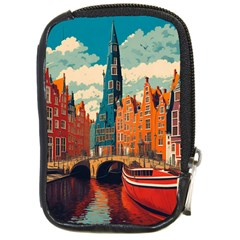 London England Bridge Europe Buildings Architecture Vintage Retro Town City Compact Camera Leather Case by Maspions