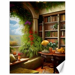 Room Interior Library Books Bookshelves Reading Literature Study Fiction Old Manor Book Nook Reading Canvas 12  X 16  by Posterlux