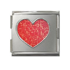 Chinese Hieroglyphs Patterns, Chinese Ornaments, Red Chinese Mega Link Heart Italian Charm (18mm) by nateshop