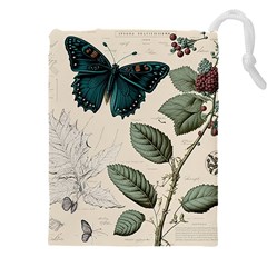 Butterflies Butterfly Botanical Nature Sketch Junk Journal Field Notes Paper Vintage Ephemera Drawstring Pouch (4xl) by Maspions