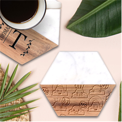 Cloud Seamless Pattern Marble Wood Coaster (hexagon)  by Apen