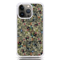 Sticker Collage Motif Pattern Black Backgrond Iphone 13 Pro Tpu Uv Print Case by dflcprintsclothing
