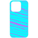 Wave Stripe Pattern Design Aqua iPhone 15 Pro Black UV Print PC Hardshell Case Front