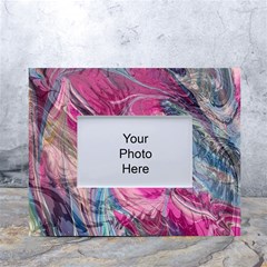 Fuchsia Waves White Tabletop Photo Frame 4 x6  by kaleidomarblingart
