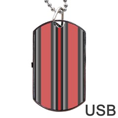 Rosa Grau Streifen Dog Tag Usb Flash (two Sides) by 2607694c