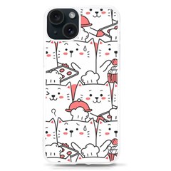Cute Cat Chef Cooking Seamless Pattern Cartoon Iphone 15 Tpu Uv Print Case by Bedest