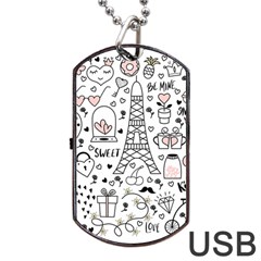 Big Collection With Hand Drawn Objects Valentines Day Dog Tag Usb Flash (two Sides) by Bedest