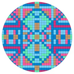 Checkerboard Square Abstract Round Trivet by Ravend