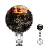 White Flower Stainless Steel Nurses Watch Front
