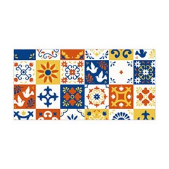 Mexican Talavera Pattern Ceramic Tiles With Flower Leaves Bird Ornaments Traditional Majolica Style Yoga Headband by Ket1n9
