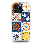 Mexican Talavera Pattern Ceramic Tiles With Flower Leaves Bird Ornaments Traditional Majolica Style iPhone 15 Pro TPU UV Print Case Front