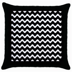 Wave Pattern Wavy Halftone Throw Pillow Case (black) by Loisa77
