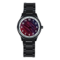 Illustrations Space Purple Stainless Steel Round Watch by anzea