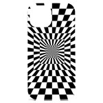 Optical Illusion Chessboard Tunnel iPhone 15 Plus Black UV Print PC Hardshell Case Front