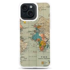 Vintage World Map Iphone 15 Plus Tpu Uv Print Case by Ket1n9
