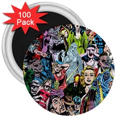 Vintage Horror Collage Pattern 3  Magnets (100 Pack) by Ket1n9