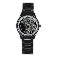 Angry Male Lion Wild Animal Stainless Steel Round Watch by Loisa77