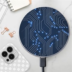 Seamless Pattern Of Glowing Circuit Board Neon Technology Wireless Fast Charger(white) by Loisa77