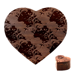 Roses Seamless Pattern Floral Heart Wood Jewelry Box by Loisa77
