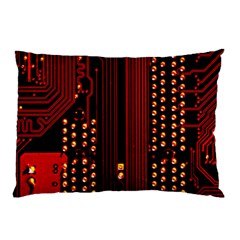 Red Circuit Board Texture Red Circuit Digital Texture Circuit Board Red Technology Pillow Case (two Sides) by Loisa77