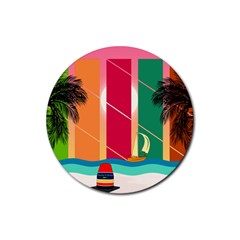 Digital Graphic Clip Art Beach Rubber Coaster (round) by Proyonanggan