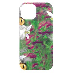 Illustrations Color Cat Flower Abstract Textures Iphone 15 Plus Black Uv Print Pc Hardshell Case by anzea
