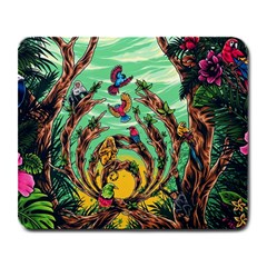 Monkey Tiger Bird Parrot Forest Jungle Style Large Mousepad by Grandong