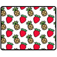 Strawberries Pineapples Fruits Fleece Blanket (medium) by Loisa77