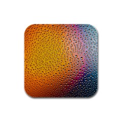 Rain Water Raindrops Droplets Rubber Square Coaster (4 Pack) by Salmanaz77