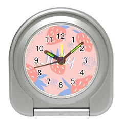 July Summer Strawberry Pink Berry Travel Alarm Clock by Grandong