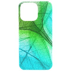 3d Leaves Texture Sheet Blue Green Iphone 15 Pro Max Black Uv Print Pc Hardshell Case by Cemarart