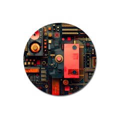 Tech Technology Pattern Magnet 3  (round) by Salmanaz77