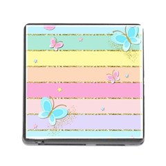 Pastel, Butterfly, Spring, Stripes, Memory Card Reader (square 5 Slot) by kyorashop23
